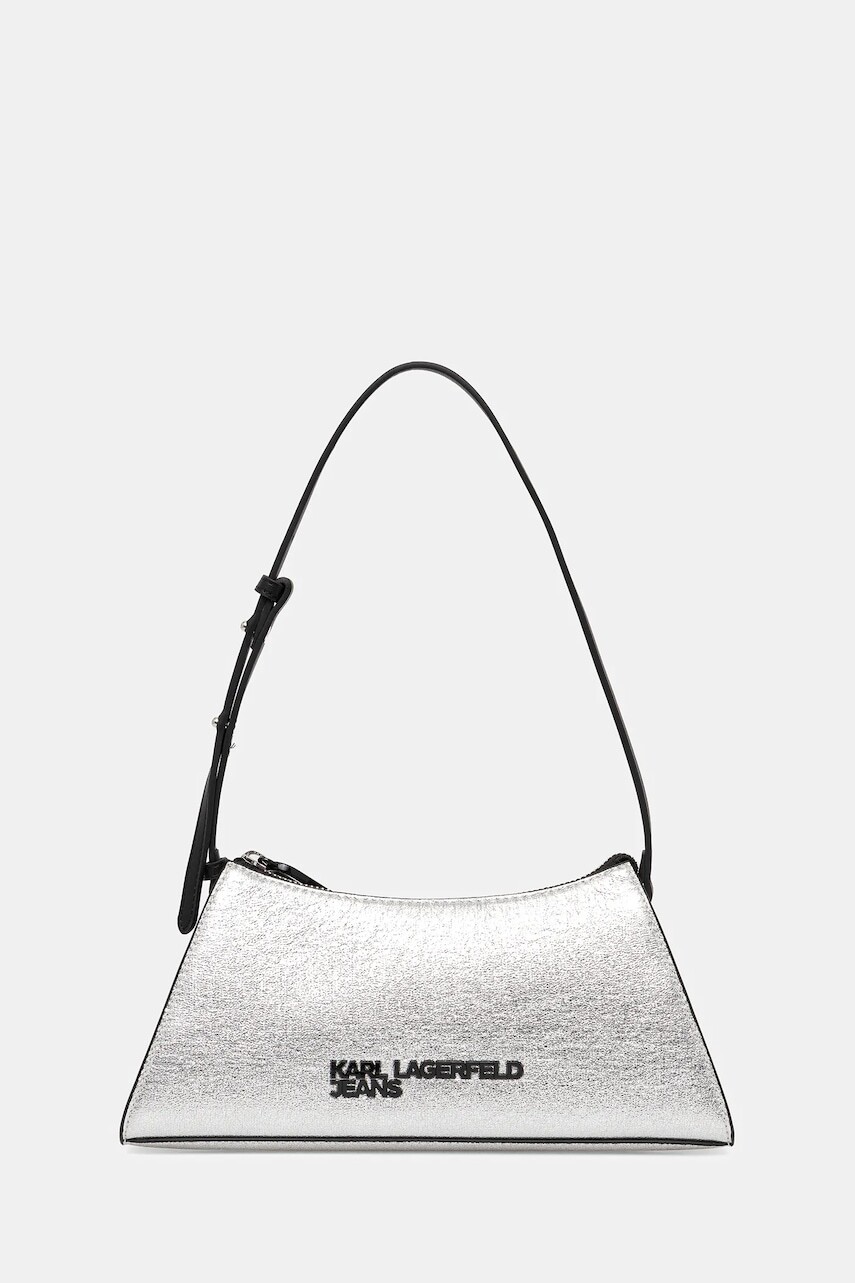 Kabelka Karl Lagerfeld Jeans strieborná farba, A4W30173