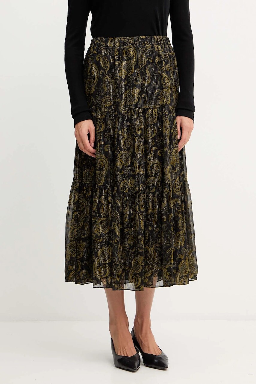 Sukňa MICHAEL Michael Kors zelená farba, midi, áčkový strih, MF570K9JX1