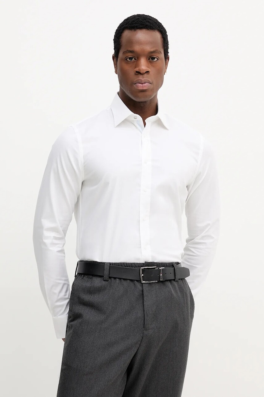 Košeľa Michael Kors biela farba, slim, s klasickým golierom, MK0DS01584