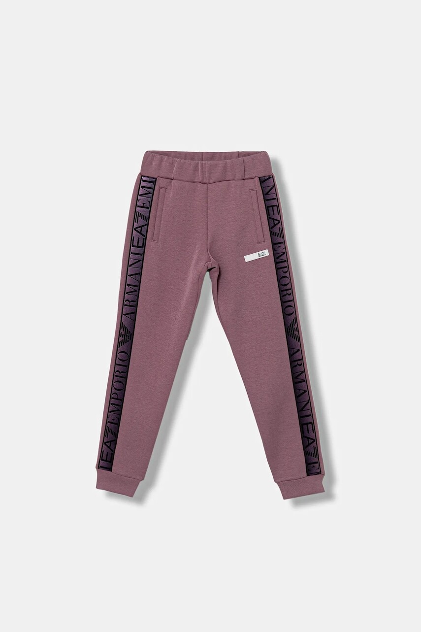 Detské tepláky EA7 Emporio Armani ružová farba, s nášivkou, 7G000160 AF13151