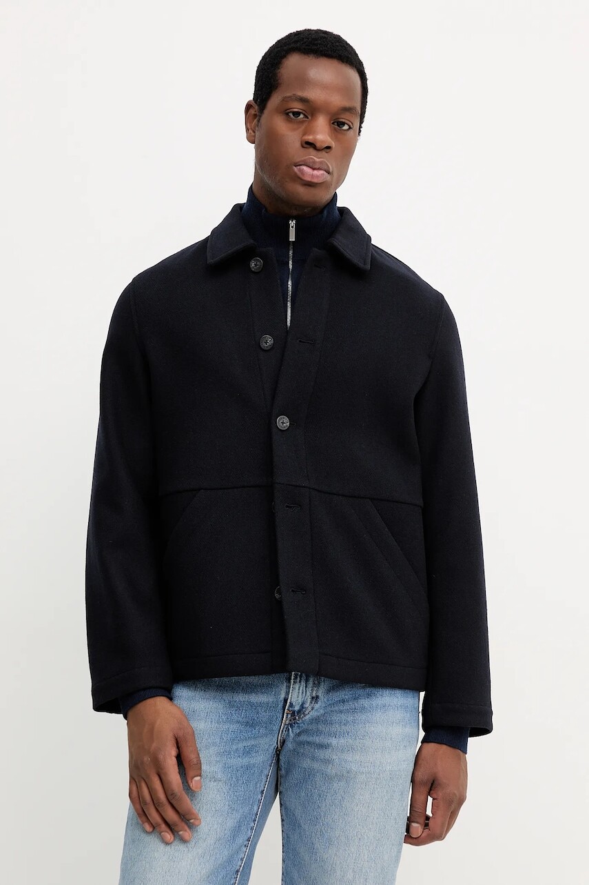 Kabát s prímesou vlny Marc O'Polo tmavomodrá farba, 5000006852