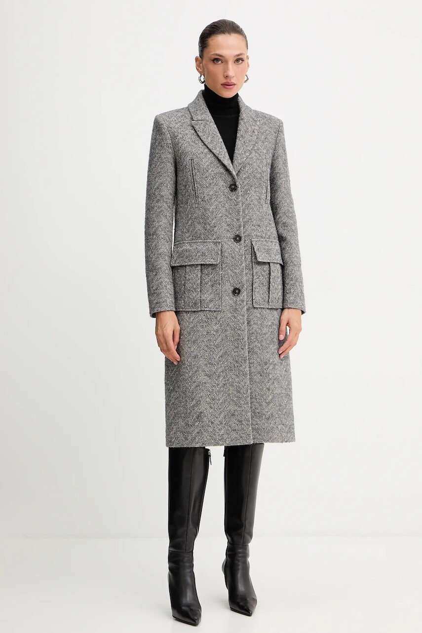 Kabát s prímesou vlny Patrizia Pepe šedá farba, 2O0215 A670