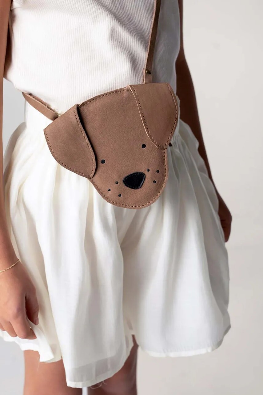 Detská semišová taška Donsje Britta Classic Purse Dog hnedá farba, 5001030