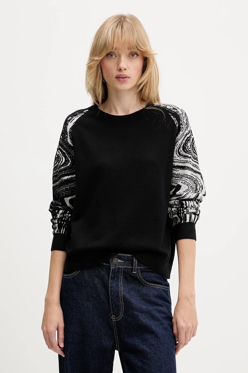 Sveter Desigual KODIAK čierna farba, ľahký, 25WWJF28