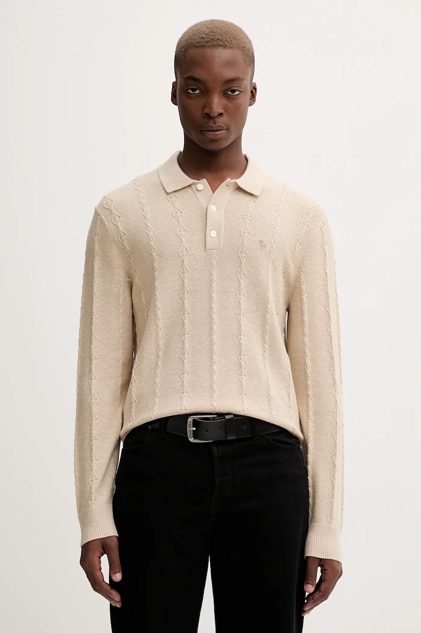 Sveter s prímesou vlny Abercrombie & Fitch béžová farba, ľahký, KI120-5142-150