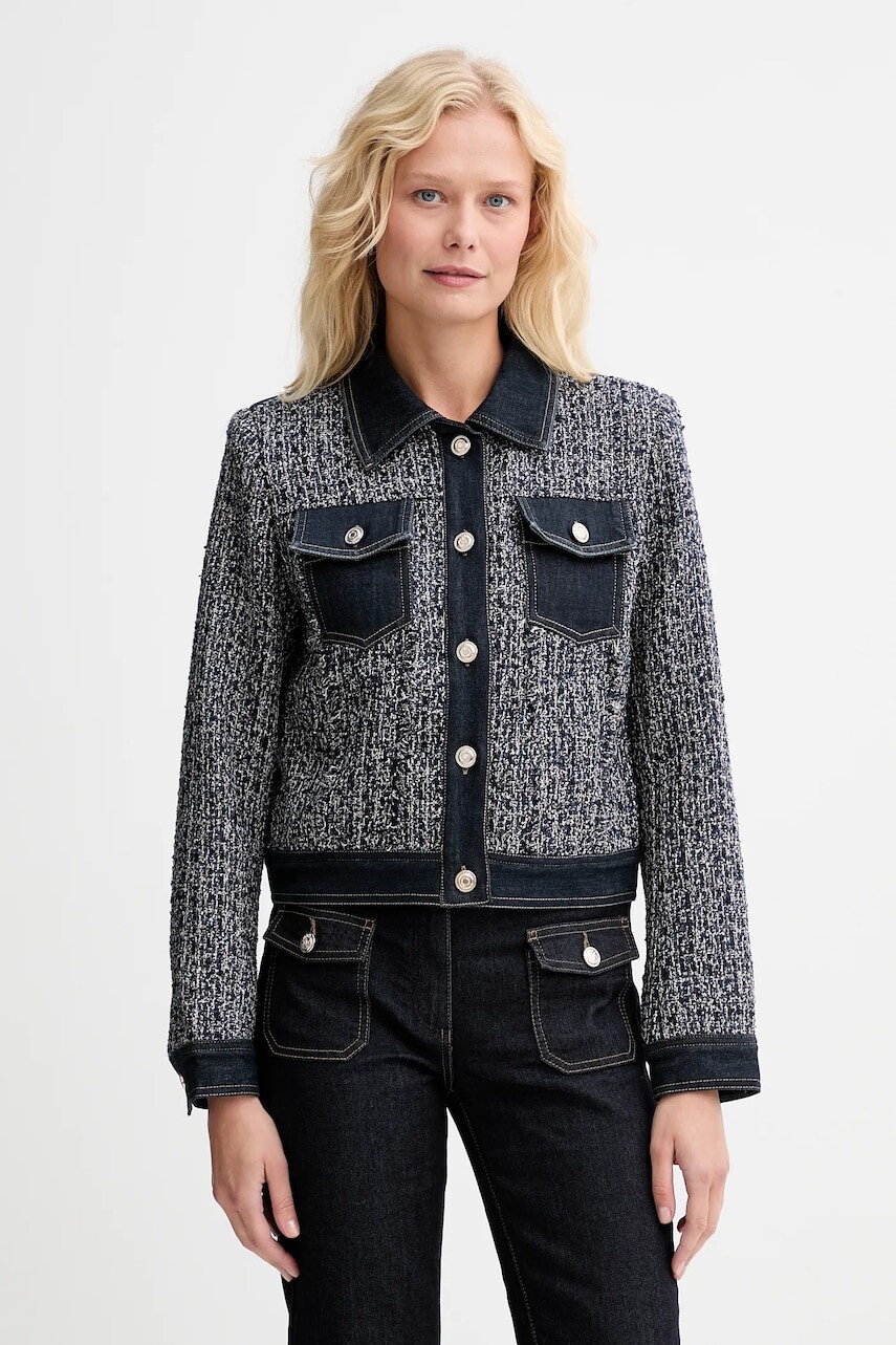 Sako Morgan tmavomodrá farba, jednoradová, vzorovaná, VOSCAR