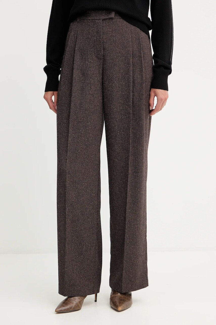 Nohavice Patrizia Pepe hnedá farba, rovný strih, vysoký pás, 2P1700 A646