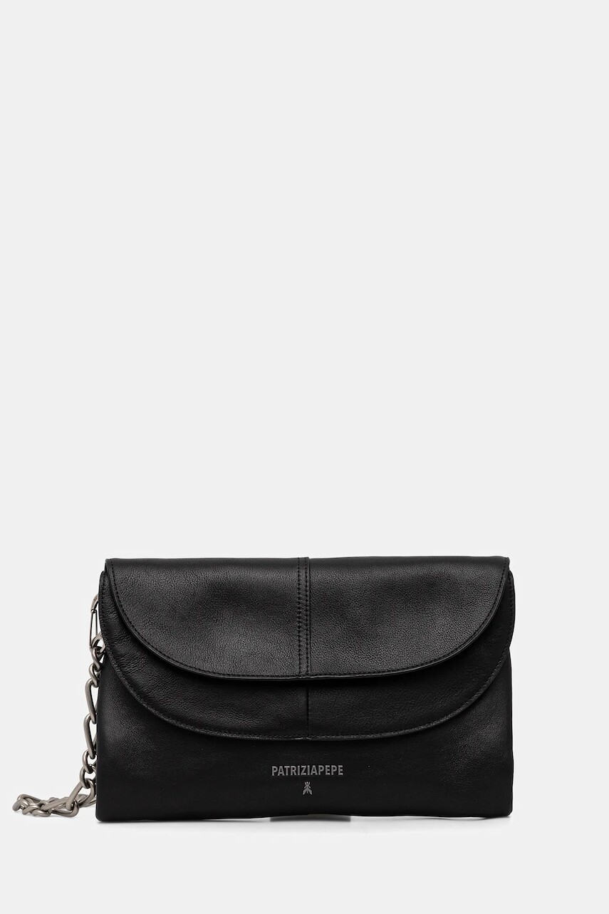 Kožená listová kabelka Patrizia Pepe čierna farba, 2B0152 L162