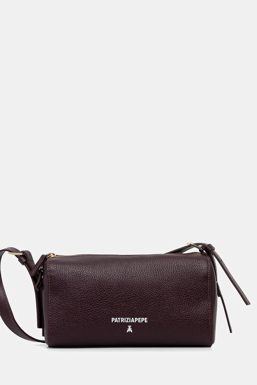 Kožená kabelka Patrizia Pepe bordová farba, 8B0255 L001