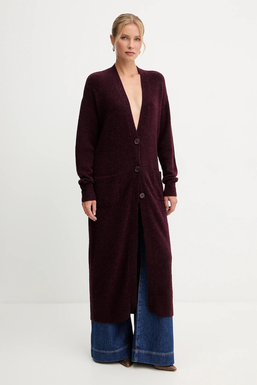 Kardigan s prídavkom alpaky Patrizia Pepe bordová farba, 2K0323 K293