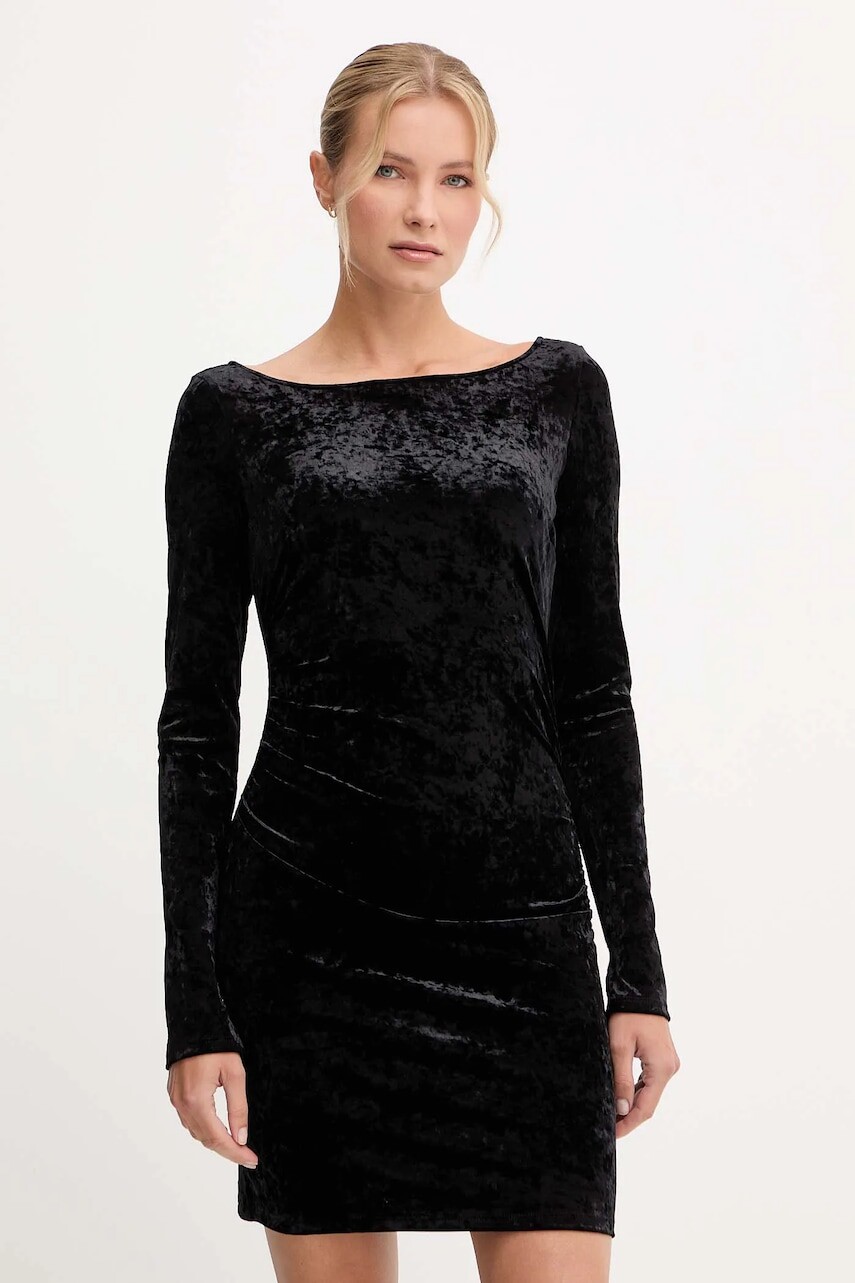 Zamatové šaty Patrizia Pepe čierna farba, mini, áčkový strih, 2A2979 J343