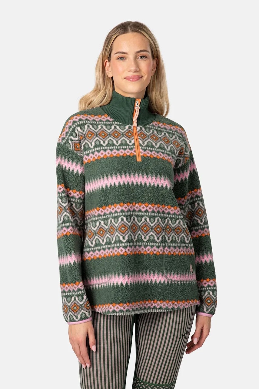 Športová mikina Kari Traa RUTHIE zelená farba, vzorovaná, 623610