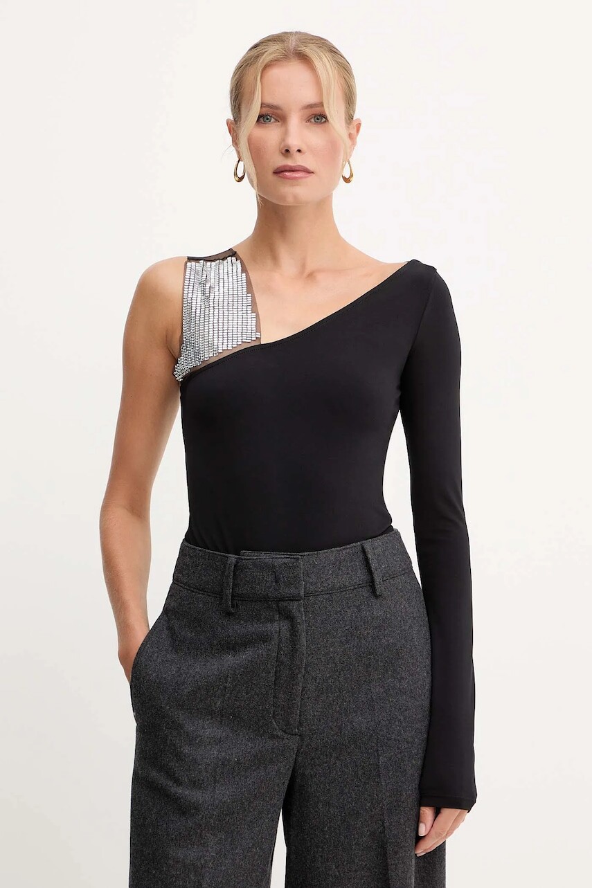 Body Patrizia Pepe čierna farba, s nášivkou, 2M4504 J338