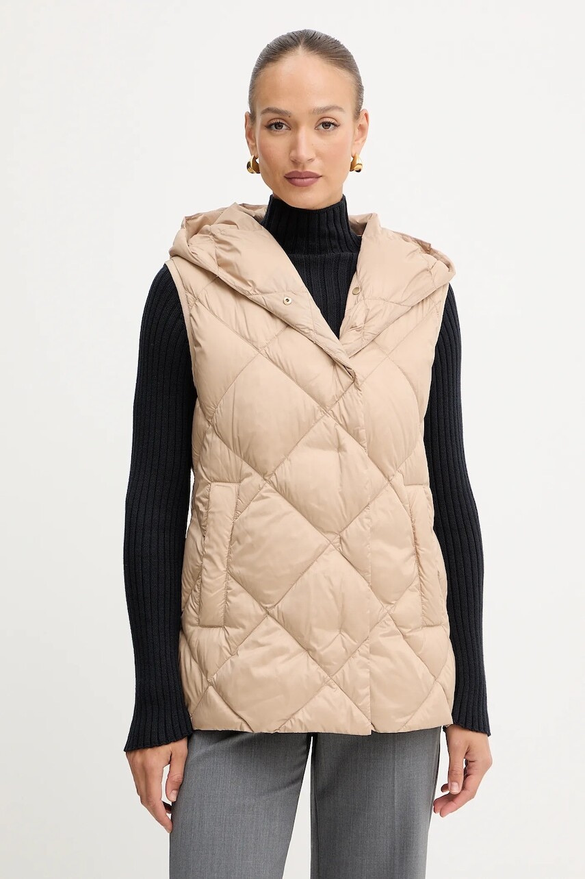 Páperová vesta Weekend Max Mara FRUTTO béžová farba, zimná, 2525296012600