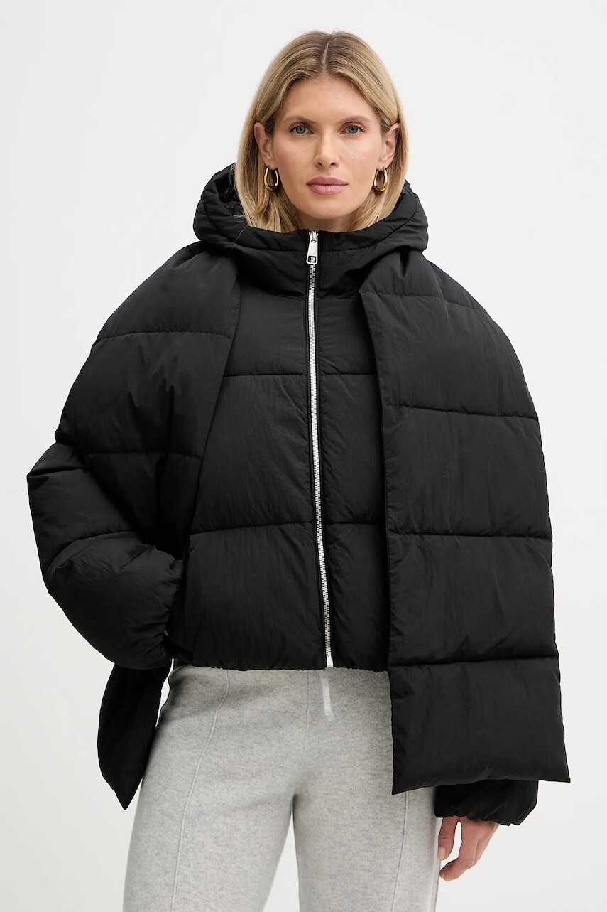 Bunda BOSS Orange čierna farba, zimná, oversize, 50548028