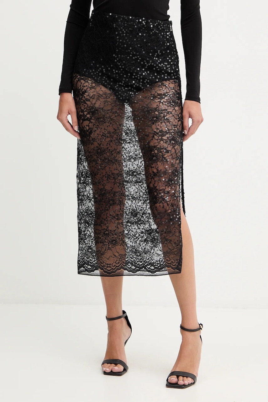 Sukňa Patrizia Pepe čierna farba, midi, rovný strih, 2G1037 J341