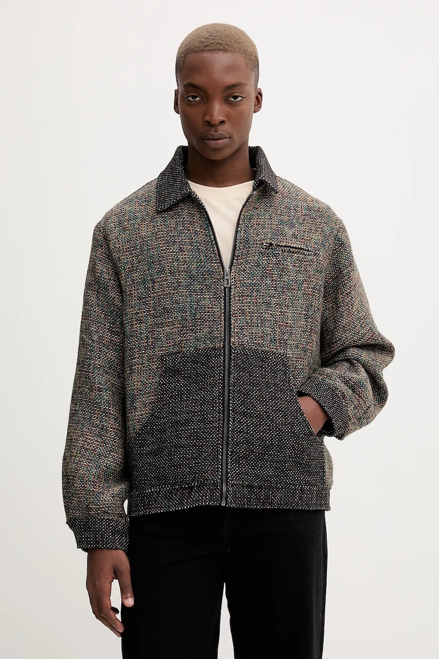 Bunda s prímesou vlny Desigual RUSTIC FABRIC čierna farba, prechodná, 25WMEW11