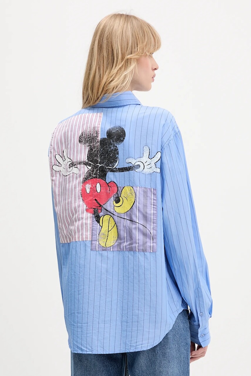 Košeľa Desigual MICKYSTRIPES modrá farba, voľný strih, s klasickým golierom, 25WWCW19
