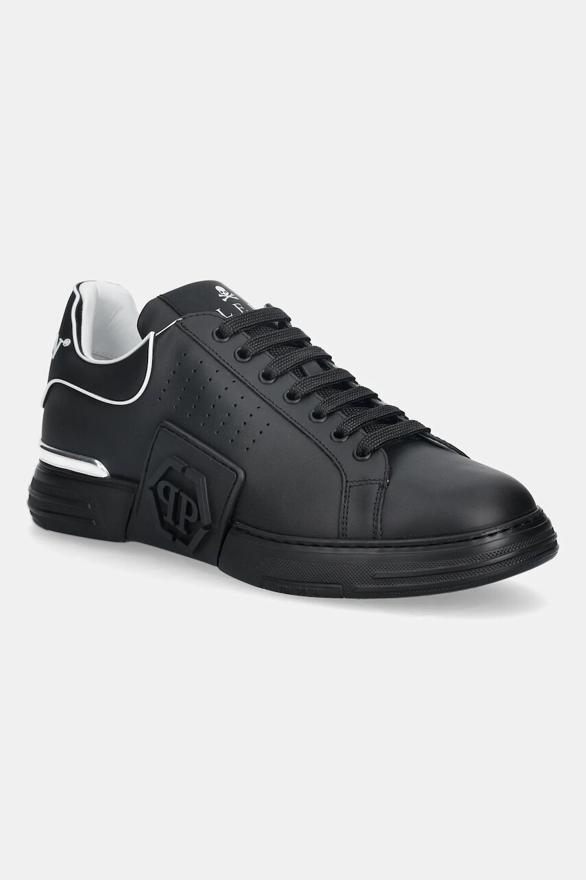 Kožené tenisky Philipp Plein Phantom Kicks čierna farba, USC0775.PLE005N.0202