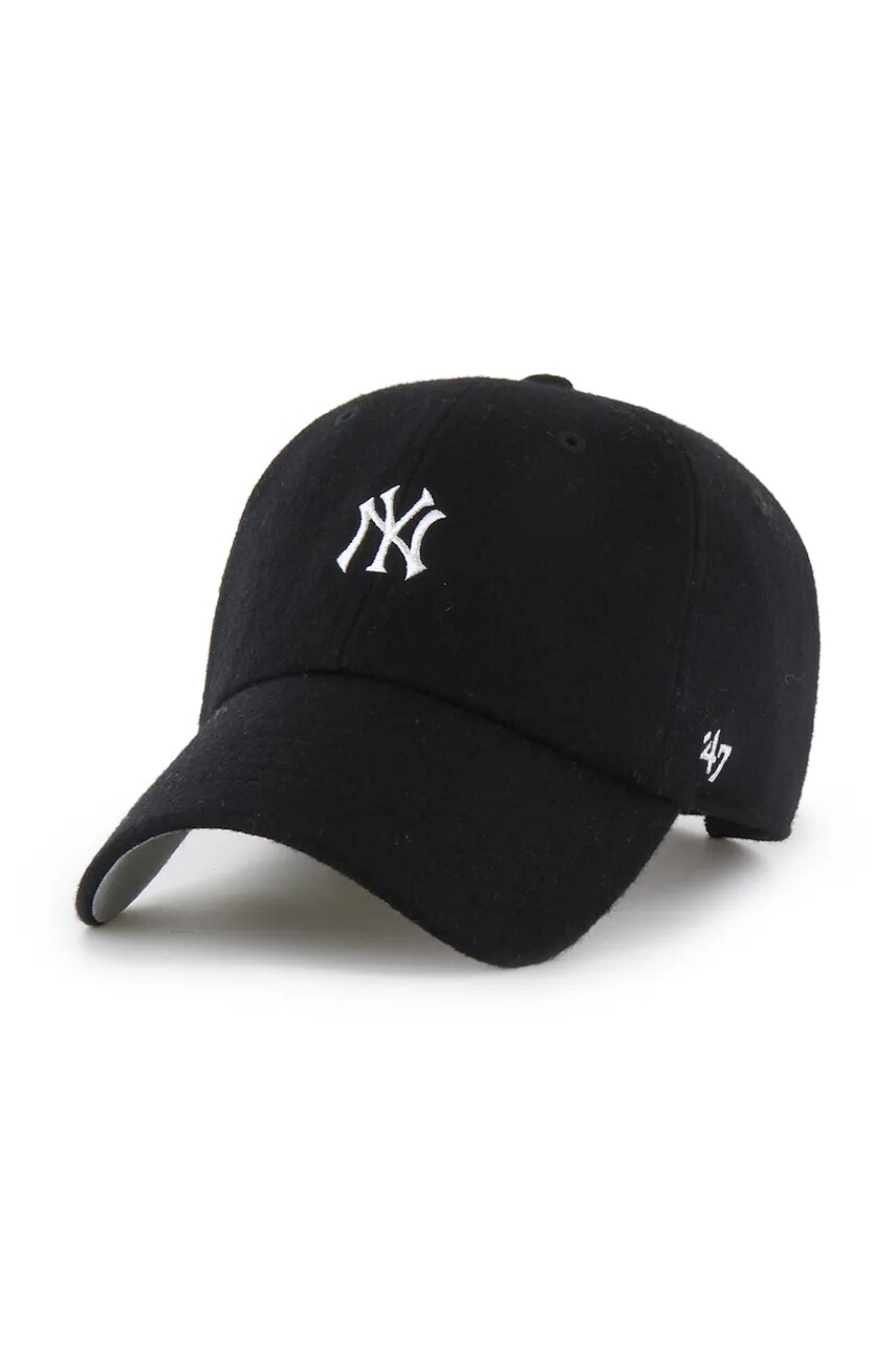Čiapka s prímesou vlny 47 brand MLB New York Yankees čierna farba, B-PBRCU17WIS-BK