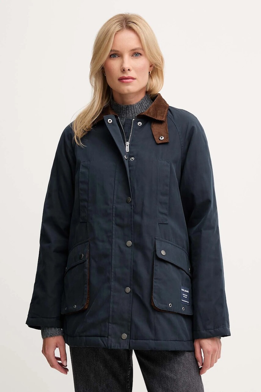 Bunda Pepe Jeans tmavomodrá farba, prechodná, PL4024352