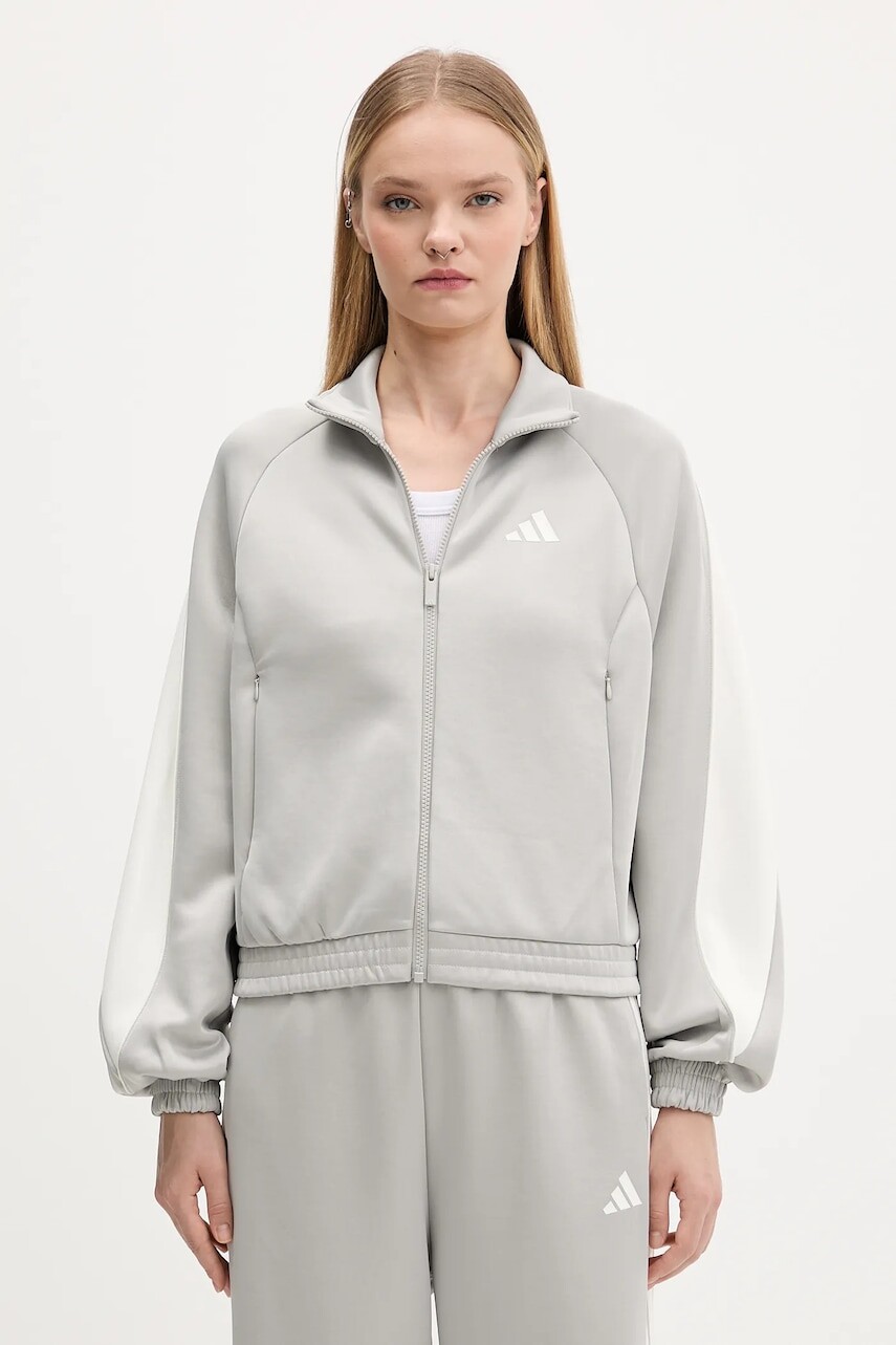 Mikina adidas Stadium šedá farba, s nášivkou, KA6251