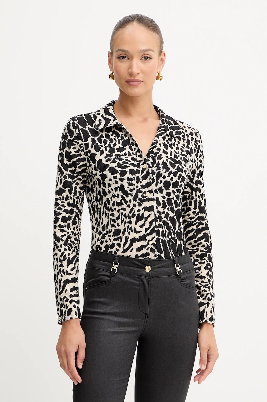 Košeľa Morgan čierna farba, regular, s klasickým golierom, TEOL