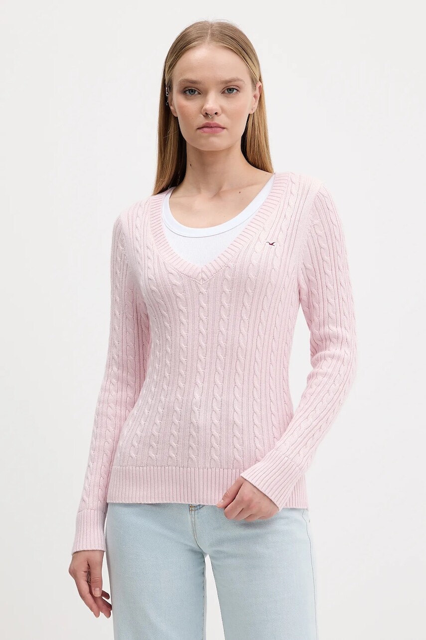 Sveter Hollister Co. ružová farba, KI350-5138