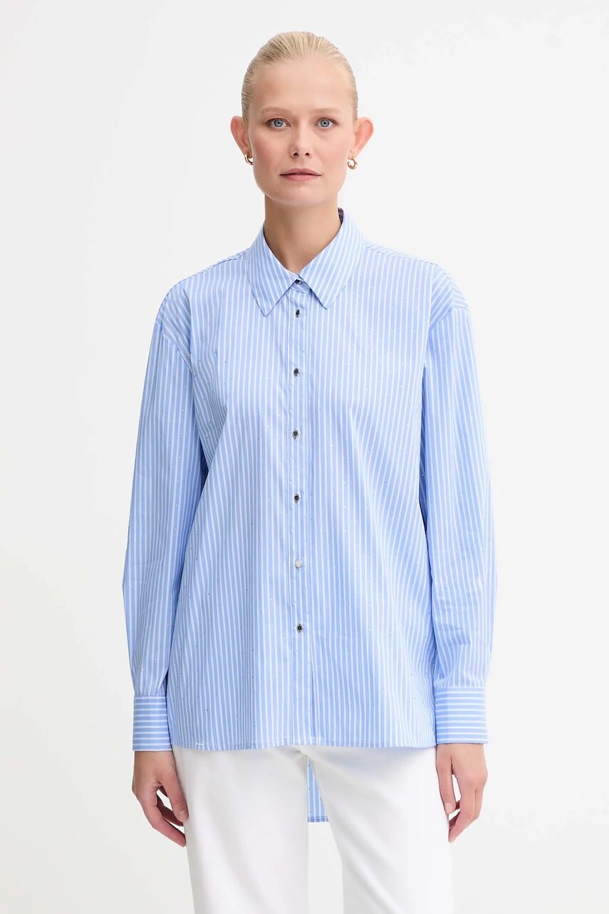 Košeľa Morgan modrá farba, voľný strih, s klasickým golierom, CRAY