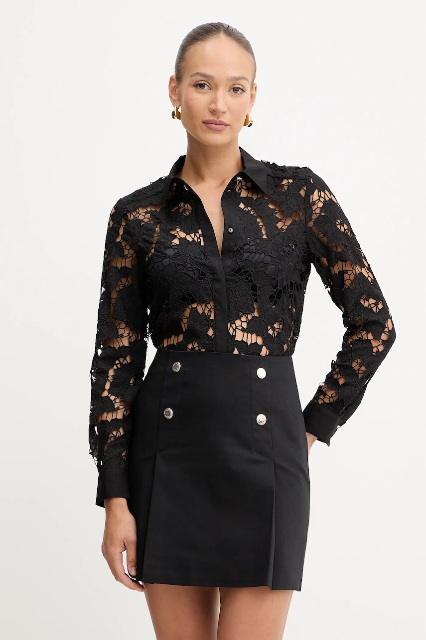 Košeľa Morgan čierna farba, regular, s klasickým golierom, COCONU