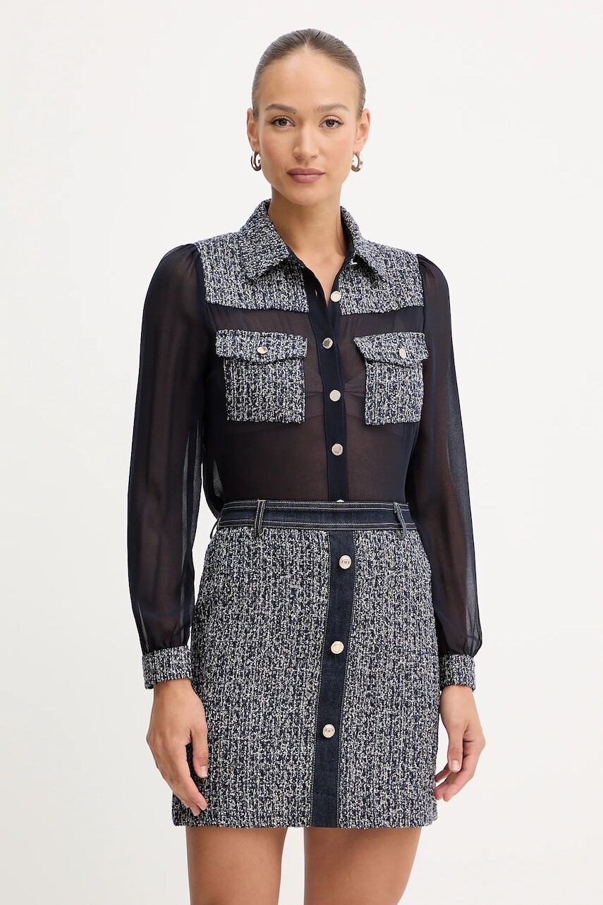 Košeľa Morgan tmavomodrá farba, regular, s klasickým golierom, COSCAR