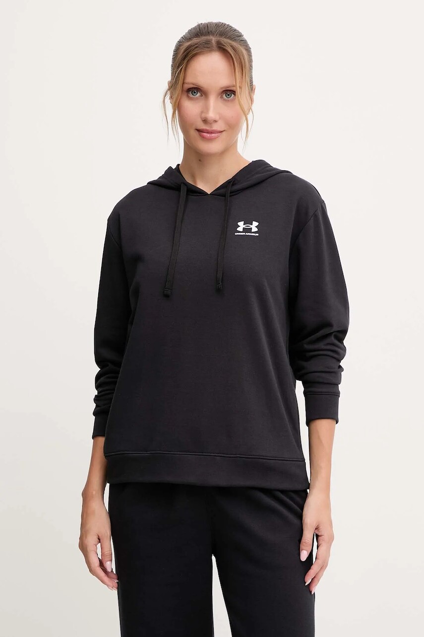 Mikina Under Armour UA Rival čierna farba, s kapucňou, s potlačou, 6005511