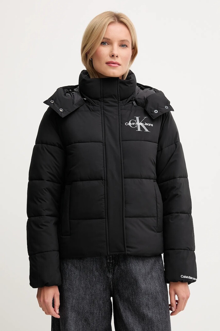 Bunda Calvin Klein Jeans čierna farba, prechodná, LV047D514G