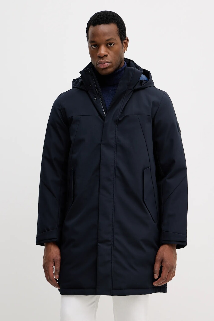 Bunda Tommy Hilfiger tmavomodrá farba, zimná, MW0MW41362