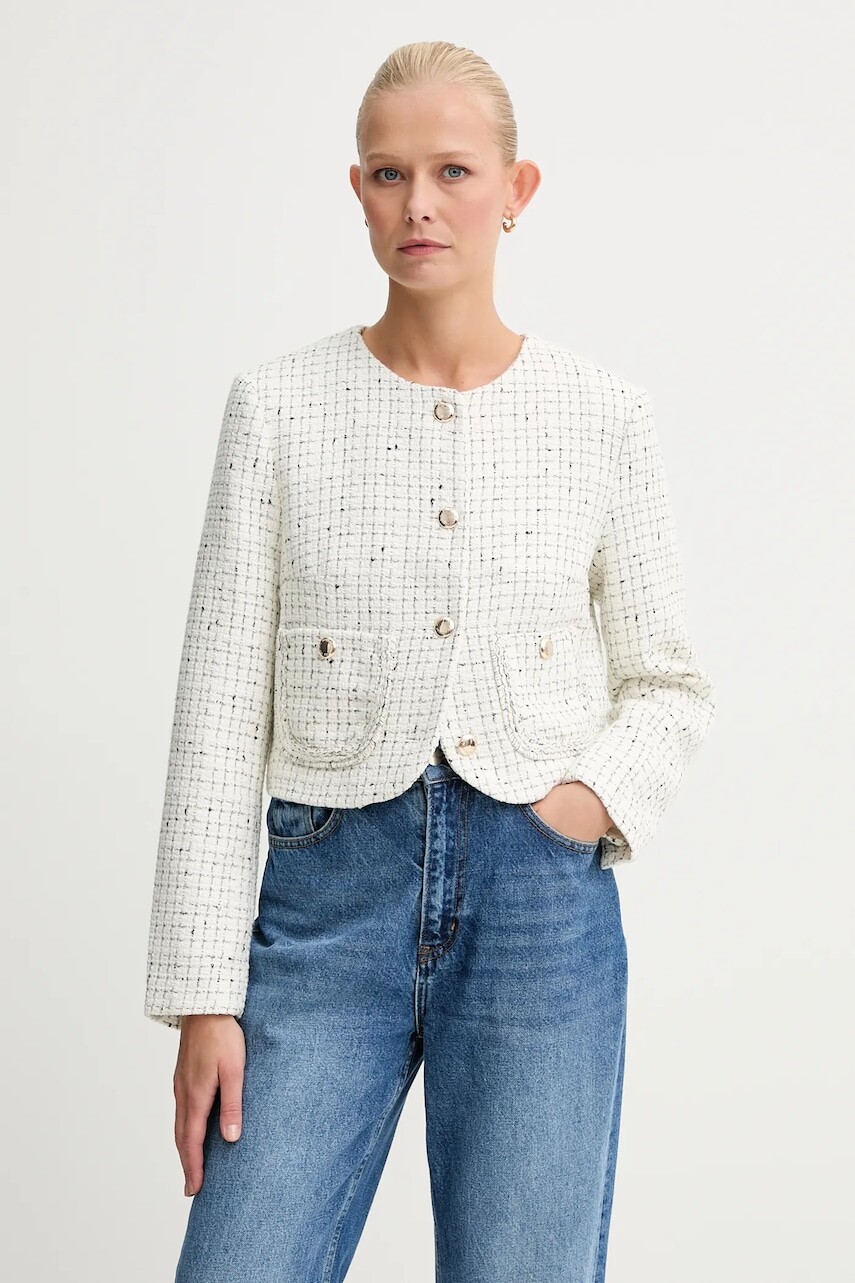 Sako Morgan biela farba, jednoradové, vzorované, VGABY