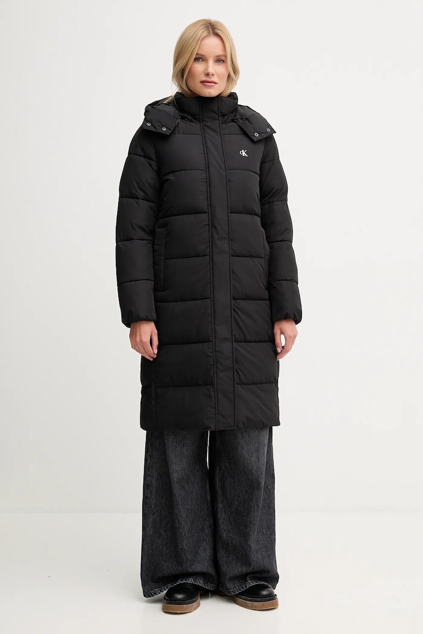 Bunda Calvin Klein Jeans čierna farba, prechodná, LV047D512G