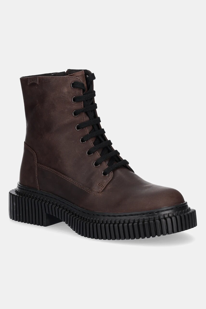 Kožené workery Camper Pix Berlin hnedá farba, na plochom podpätku, K400808-001