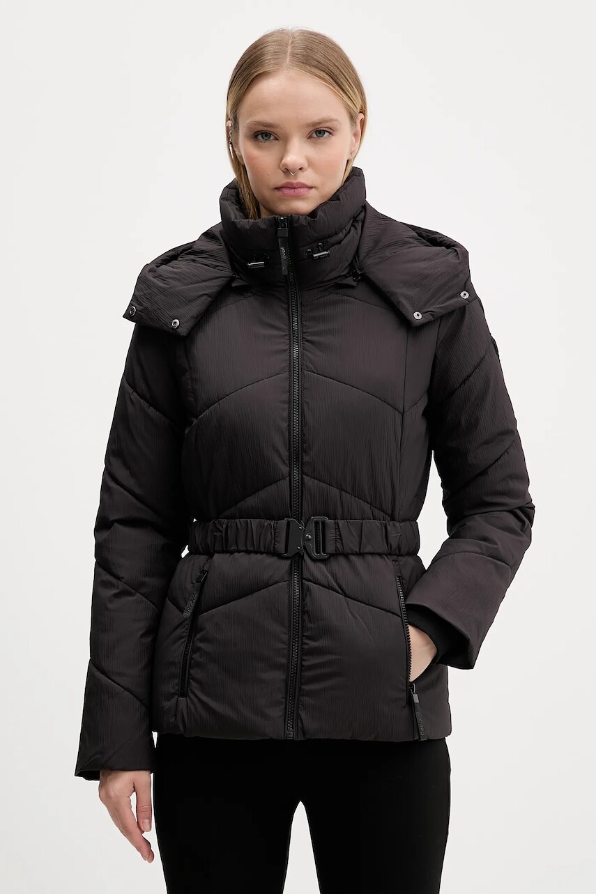 Bunda Desigual BELT čierna farba, prechodná, 25WWEW30