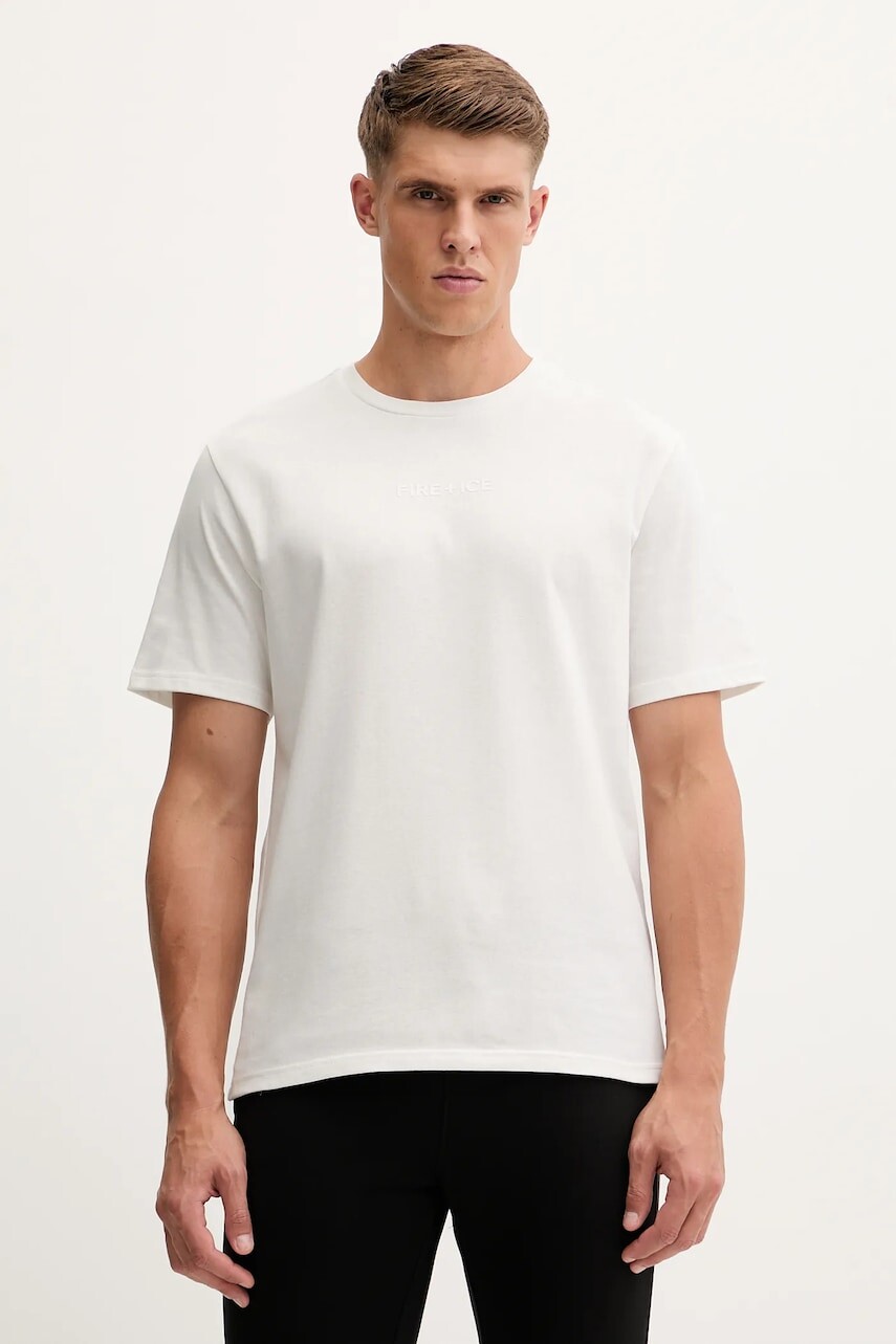 Bavlnené tričko BOGNER Fire+Ice MICK pánske, béžová farba, s potlačou, 54349760