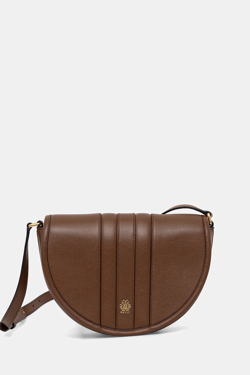 Kožená kabelka Bally hnedá farba, WAM04A