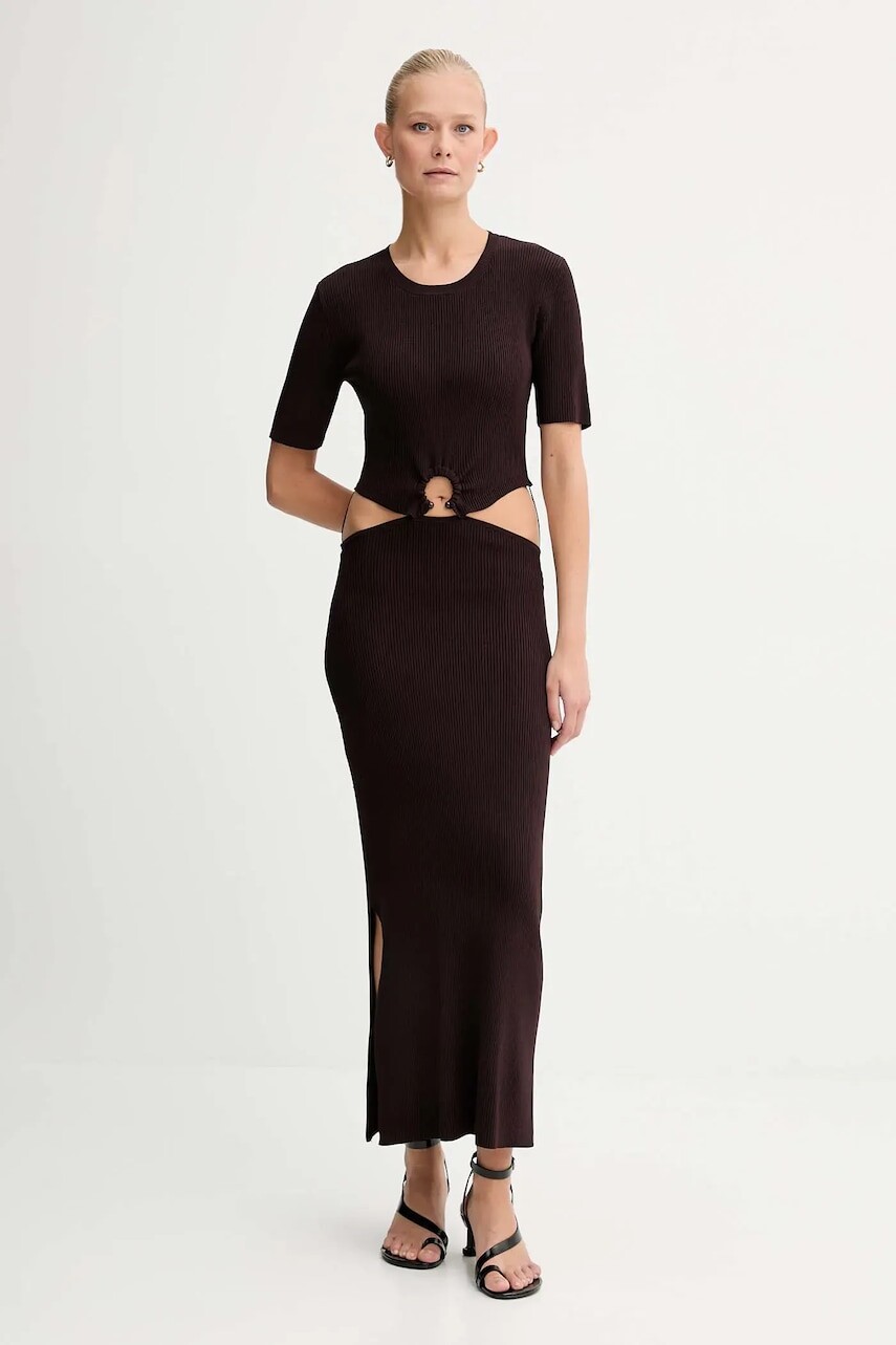 Šaty Sessun hnedá farba, maxi, priliehavé, 25105019