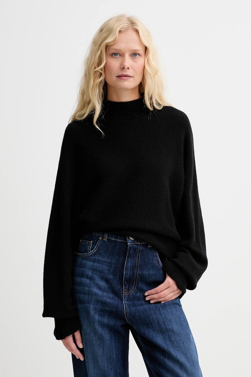 Sveter s prímesou vlny Twinset čierna farba, ľahký, 252TT3353