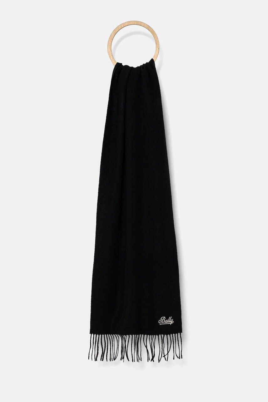 Vlnený šál Bally čierna farba, jednofarebný, WSC04W