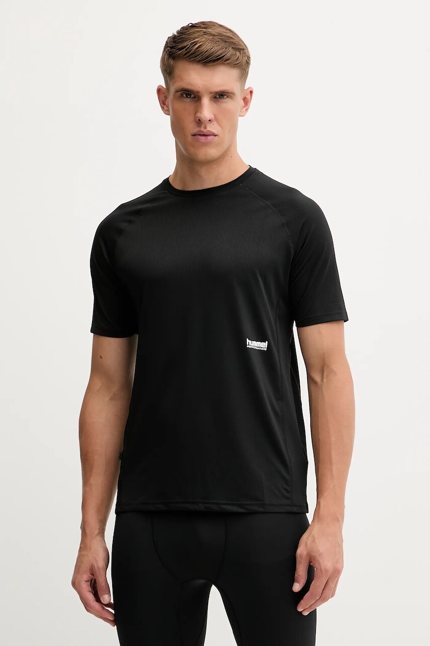 Tréningové tričko Hummel čierna farba, s potlačou, 229885