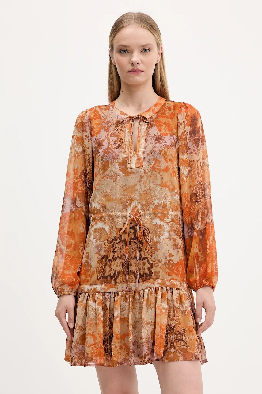 Šaty Desigual BOHOSHORT oranžová farba, mini, áčkový strih, 25WWVW18