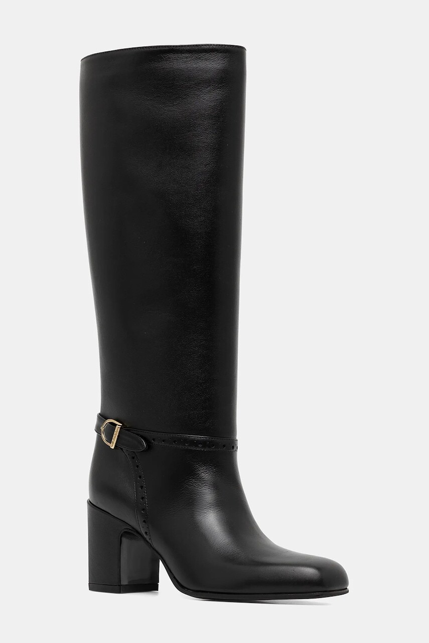 Kožené čižmy Bally ENILDA 75 čierna farba, na podpätku, WB750A