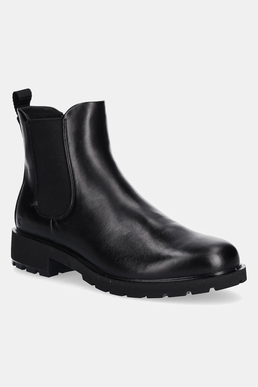 Kožené topánky chelsea Ecco Metro Vienna Chelsea čierna farba, na plochom podpätku, 231323-01001
