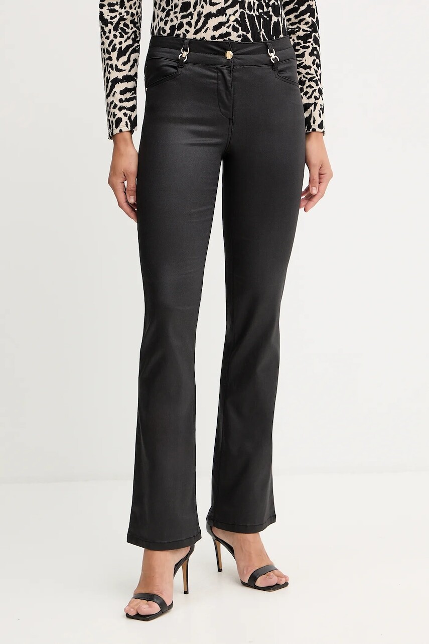 Nohavice Morgan čierna farba, zvony, stredne vysoký pás, PCURE