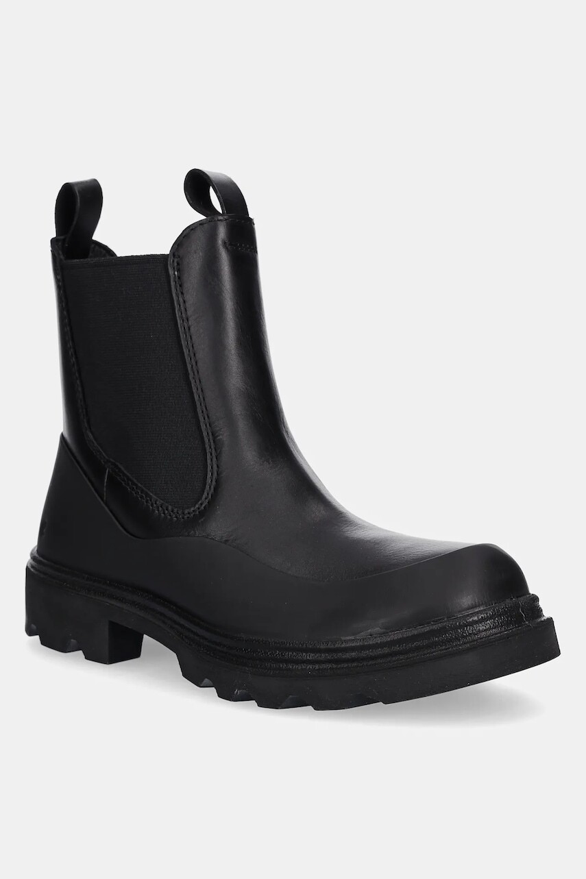 Kožené topánky chelsea Ecco Grainer Chelsea čierna farba, na plochom podpätku, 214793-51052