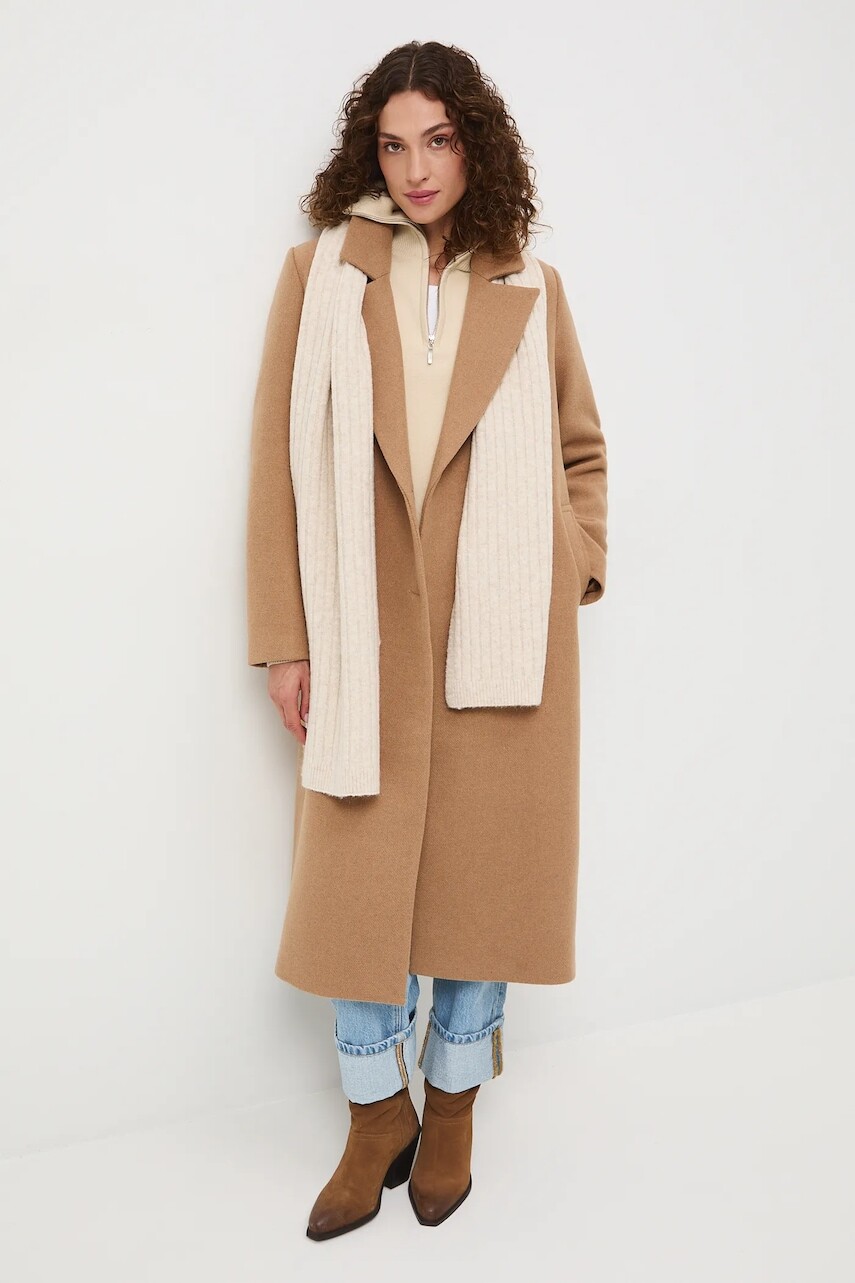 Kabát s prímesou vlny Medicine béžová farba